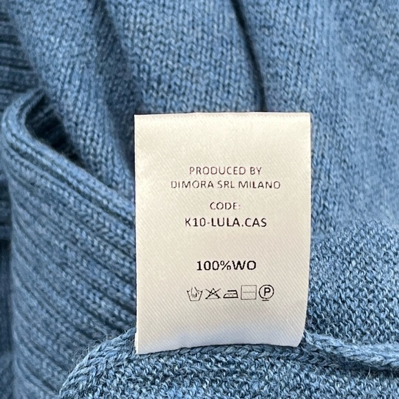 Deposito54 100% Wool Soft! Italy Made Women Small Knit Turtleneck Blue Sweater - Picture 4 of 9